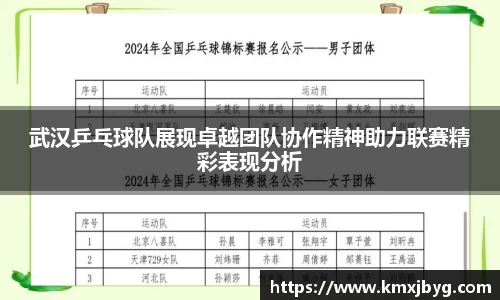 武汉乒乓球队展现卓越团队协作精神助力联赛精彩表现分析